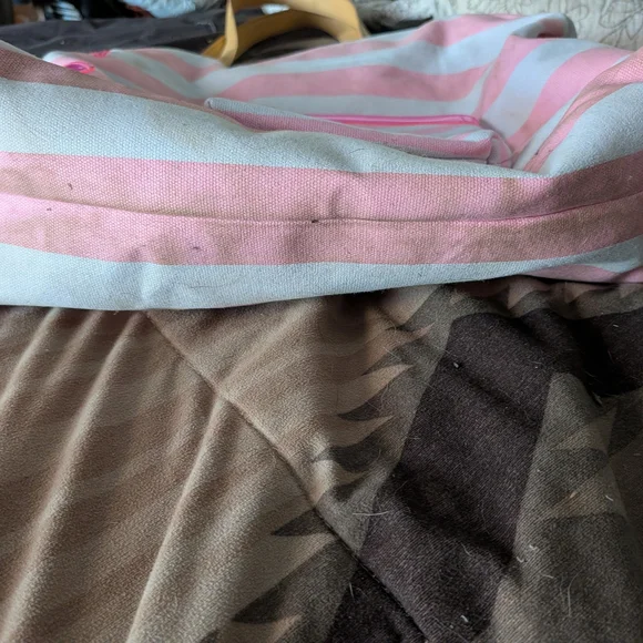 Victoria's Secret Pink and White Tote with Tan Handles - Picture 9 of 9